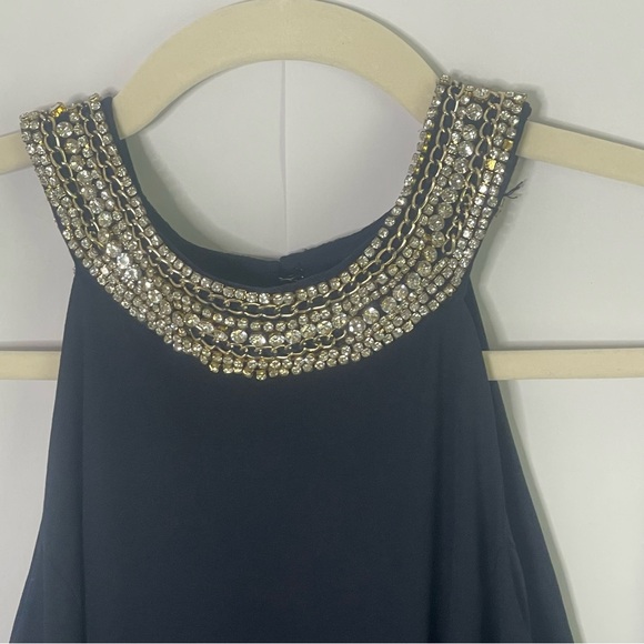 Marina floor length formal gown with embellished collar & flowy bottom Size 10 - Picture 2 of 16